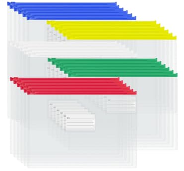 Haploon Transparente Poly-Umschläge mit Reißverschluss (A4 Briefgröße) – strapazierfähige, wiederverwendbare Dokumentenmappen aus Kunststoff mit Etikettentasche | wasserdichte Reißverschlusstasche für von Haploon
