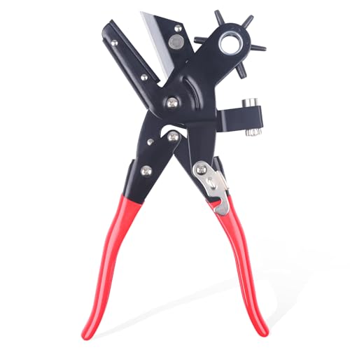 Lochzange für Leder mit Universalschere, Gürtel Lochzange mit 6 Löchern, Multi Sized Belt Hole Puncher für Uhrengürtel, Stoff, Karton, Schuhe, Geldbörsen, Kleidung von Happara
