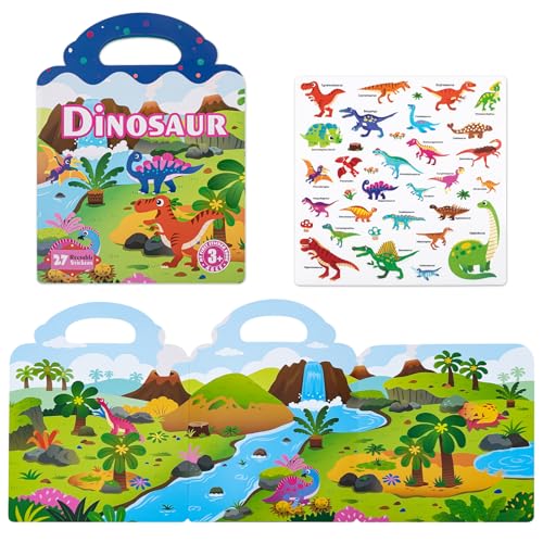 Wiederverwendbare Sticker für Kinder, 27PCs Wasserdicht Dinosaurier 3D-Stickerbuch für Kleinkinder ab 3 4 5 6 Jahren, Reisespielzeug Pädagogische Lerngeschenke Geburtstag Weihnachten Geschenk Wiederverwendbare Sticker für Kinder, 27PCs Wasserdicht Dinosaurier 3D-Stickerbuch für Kleinkinder ab 3 4 5 6 Jahren, Reisespielzeug Pädagogische Lerngeschenke Geburtstag Weihnachten Geschenk von Happara