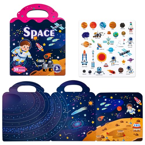 Wiederverwendbare Sticker für Kinder, Wasserdicht Weltraumfahrt 3D Stickerbuch ab 3 jahre, Reisespielzeug Pädagogische Lerngeschenke Geburtstag Weihnachten Geschenk Wiederverwendbare Sticker für Kinder, Wasserdicht Weltraumfahrt 3D Stickerbuch ab 3 jahre, Reisespielzeug Pädagogische Lerngeschenke Geburtstag Weihnachten Geschenk von Happara