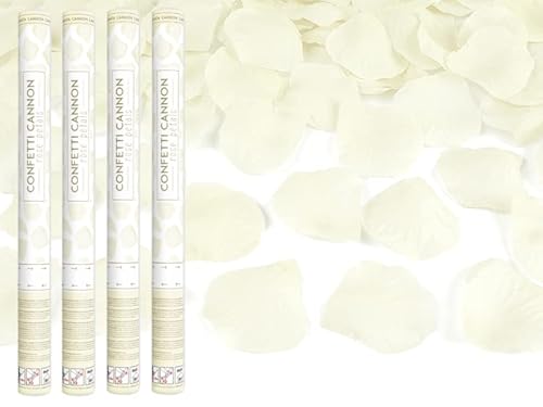 4 Stück Konfettikanone Rosenblätter Herzen Hochzeit Geburtstag Jubiläum Babyparty Party Supplies Konfetti Shooter Popper 60cm (Creme Blütenblätter) von Happenings