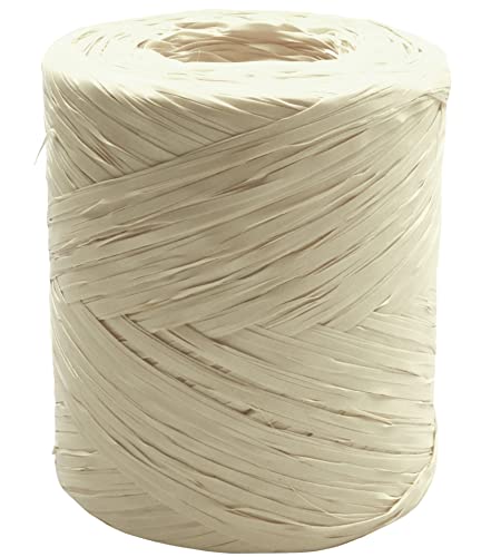 Bast auf einer Rolle, synthetisches Bast, 220 yard, Papierband, natürliches Basteln, für Geschenke, Weihnachtsblumensträuße, Dekorationen, 200 m (Beige) von Happenings