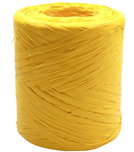 Bast auf einer Rolle, synthetisches Bast, 220 yard, Papierband, natürliches Basteln, für Geschenke, Weihnachtsblumensträuße, Dekorationen, 200 m (Gelb) von Happenings