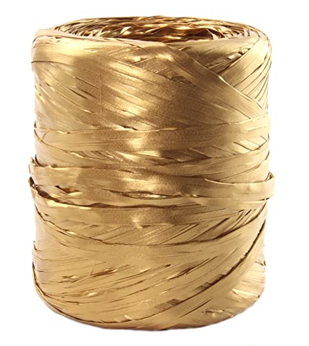 Bast auf einer Rolle, synthetisches Bast, 220 yard, Papierband, natürliches Basteln, für Geschenke, Weihnachtsblumensträuße, Dekorationen, 200 m (Metallisches Gold) von Happenings