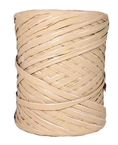 Bast auf einer Rolle, synthetisches Bast, 220 yard, Papierband, natürliches Basteln, für Geschenke, Weihnachtsblumensträuße, Dekorationen, 200 m (Natur) von Happenings