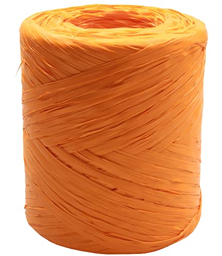 Bast auf einer Rolle, synthetisches Bast, 220 yard, Papierband, natürliches Basteln, für Geschenke, Weihnachtsblumensträuße, Dekorationen, 200 m (Orange) von Happenings