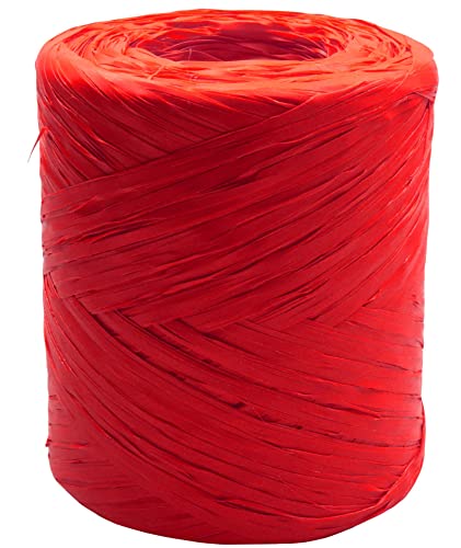 Bast auf einer Rolle, synthetisches Bast, 220 yard, Papierband, natürliches Basteln, für Geschenke, Weihnachtsblumensträuße, Dekorationen, 200 m (Rot) von Happenings