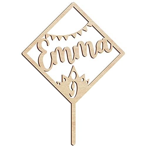 Cake Topper Personalisiert Ihr Text Name "Krone" Geburtstag Kuchen Dekoration 16 x 23 cm (Eco/Braun) von Happenings