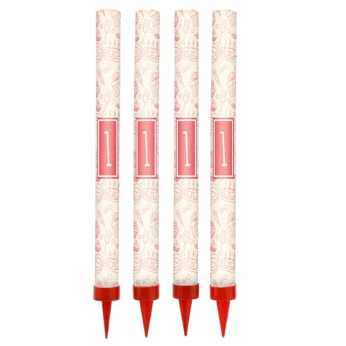 Geburtstags- & Jubiläums-Kuchenfontänen – 12 cm – 4er-Set – Sprühkerzen/Tischfeuerwerk – Kaltes Feuerwerk – Brenndauer ca. 60 Sekunden – Kategorie F1 – Design 5 von Happenings