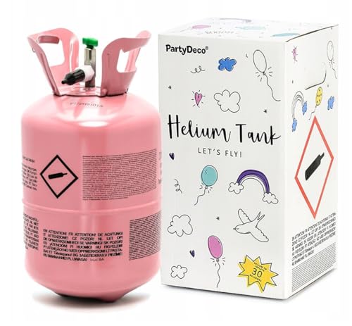 Heliumgasflasche für Ballons - Helium Balloon Gas zum Aufblasen von Latex- und Folienballons - Ballongas Helium für bis zu 30 Luftballons (Rosa, 0,20 m³) von Happenings