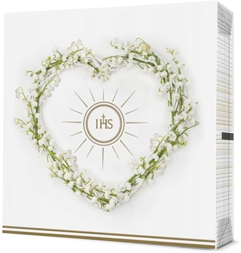 Kommunion-Servietten mit Blumenherz und goldenem IHS | Dekorative Papierservietten zur Erstkommunion | Elegante und religiöse Tischdekoration von Happenings