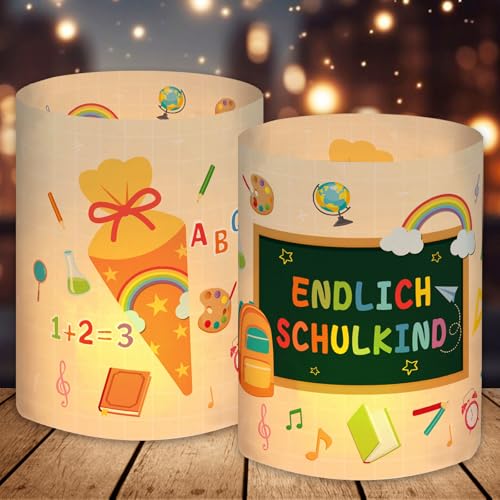12 Windlicht Tischdeko, Einschulung Deko Mädchen, Schulanfang Jungen, Endlich Schulkind 2025, Schuleinführung Einschulungsdeko Geschenk, Geeignet für Teelichter oder Kerzen 12 Windlicht Tischdeko, Einschulung Deko Mädchen, Schulanfang Jungen, Endlich Schulkind 2025, Schuleinführung Einschulungsdeko Geschenk, Geeignet für Teelichter oder Kerzen von Happirra