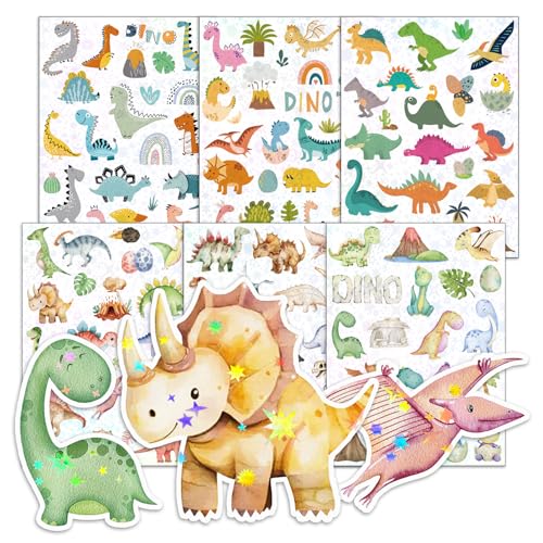 Dino Sticker Kinder, 6pcs Glitzer Sticker Tiere Über 100 Motiv, Wasserfeste Aufkleber Kinder, Dino Geschenke Geburtstag Party für Laptop, Skateboard, Computer Dino Sticker Kinder, 6pcs Glitzer Sticker Tiere Über 100 Motiv, Wasserfeste Aufkleber Kinder, Dino Geschenke Geburtstag Party für Laptop, Skateboard, Computer von Happirra
