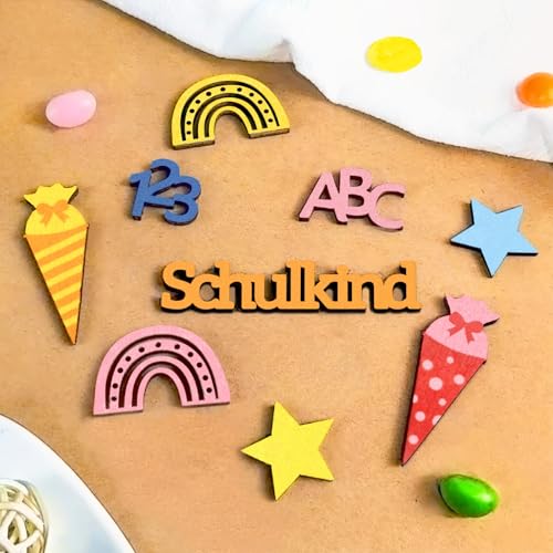 84 Stück Einschulung Deko Holz Bunt, Streudeko Schulkind 2025 Konfetti, Regenbogen Schultüte ABC 123 Tischdekoration für Schuleinführung, Schulanfang, Tischdeko Einschulung Mädchen Junge 84 Stück Einschulung Deko Holz Bunt, Streudeko Schulkind 2025 Konfetti, Regenbogen Schultüte ABC 123 Tischdekoration für Schuleinführung, Schulanfang, Tischdeko Einschulung Mädchen Junge von Happirra