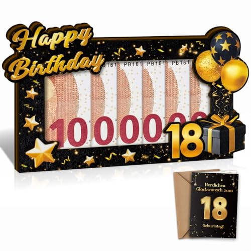 Geldgeschenk 18. Geburtstag Junge Mädchen, Erste Million 18ter Geschenk Holz mit Geburtstagskarte 18, Deko Geschenke zum 18 Geldgeschenke Geburtstag Gästebuch - Happy Birthday 18 Geldgeschenk 18. Geburtstag Junge Mädchen, Erste Million 18ter Geschenk Holz mit Geburtstagskarte 18, Deko Geschenke zum 18 Geldgeschenke Geburtstag Gästebuch - Happy Birthday 18 von Happirra