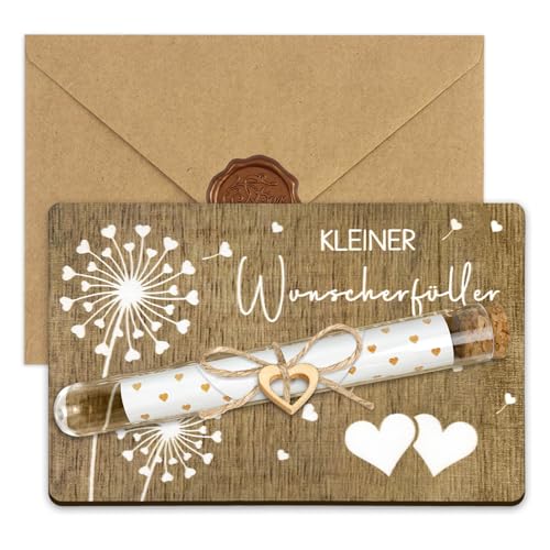 Wunscherfüller Geldgeschenk Geburtstag, Wunschgutschein Holz mit Umschläge, Reagenzglas Verpackung Geldgeschenk Reise, Pusteblume Hochzeit Geldgeschenke Weihnachten von Happirra