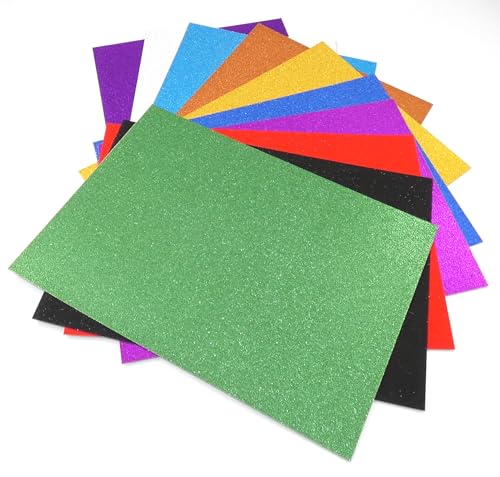 Happium 10 Stück Glitzerkarton, A4, 250 g/m², gemischte Glitzerkartons, diese werden häufig für Bastelprojekte, Grußkarten oder andere kreative Aktivitäten verwendet. Happium 10 Stück Glitzerkarton, A4, 250 g/m², gemischte Glitzerkartons, diese werden häufig für Bastelprojekte, Grußkarten oder andere kreative Aktivitäten verwendet. von Happium