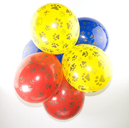 Happium 10 Stück 30,5 cm bedruckte Latex-Luftballons, Kinderparty, Pfoten, Hund, Tierwelpen, Thema, Katze, Kätzchen, Welpen, Party-Dekoration, Luftballons, Farbe: Rot, Blau, Gelb Happium 10 Stück 30,5 cm bedruckte Latex-Luftballons, Kinderparty, Pfoten, Hund, Tierwelpen, Thema, Katze, Kätzchen, Welpen, Party-Dekoration, Luftballons, Farbe: Rot, Blau, Gelb von Happium