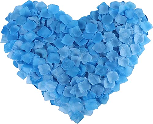 Happium 1000 Stück künstliche Seiden-Rosenblätter, romantische Dekorationen, emulationale Rosenblätter für Hochzeitsdekoration, Valentinstag, Beichte, Party-Dekoration (blau) von Happium