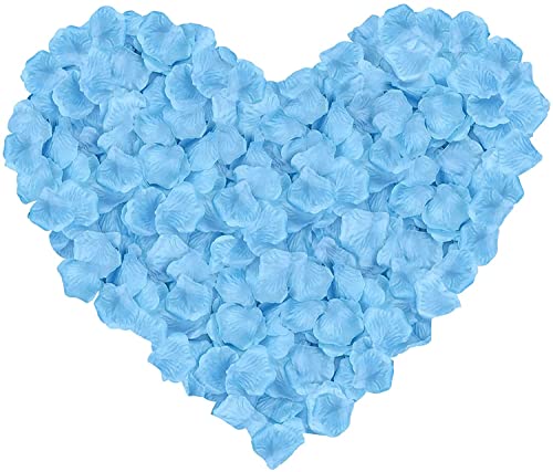 Happium 1000 Stück Seidenrosen-Blütenblätter, Party-Dekoration, künstliche Blumen, Gastgeschenke (hellblau) von Happium
