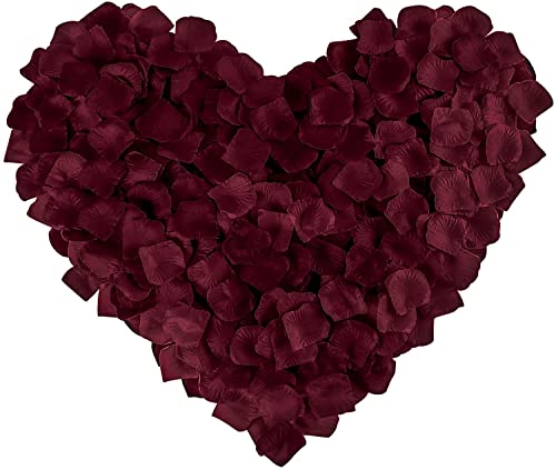 Happium 1000 Stück Rosenblätter Künstliche Seidenblumen Blütenblätter Romantische Dekorationen Emulation Rosenblätter für Hochzeitsdeko Valentinstag Geständnis Dekoration Partydekoration Burgund von Happium