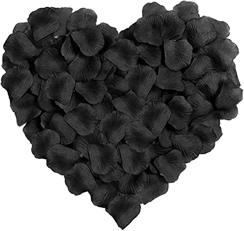 Happium 1000 Stück Seidenrosenblätter Partydekoration Kunstblumen Gastgeschenke (schwarz) von Happium