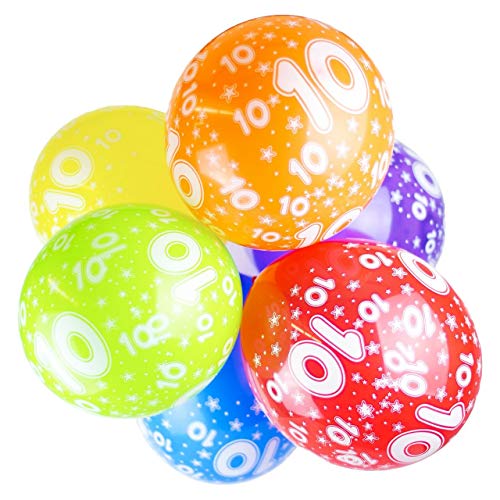Happium - 10er-Pack Latex-Geburtstagsballons mit verschiedenen Zahlen, 12 Zoll (Zahl 10), Ballons für Mädchen und Jungen, Geburtstagsdekoration zum 10. Geburtstag, Party zum 10. Jahrestag von Happium