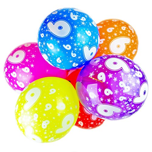 Happium 10x Luftballons 12" Party Geburtstag Jahrestag (Zahl 6) von Happium