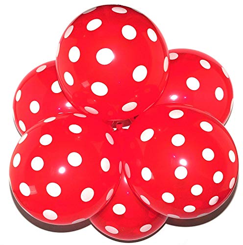 Happium 12 Zoll sortierte Latexballons Polka Dot, ideal für Partydekoration, sortierte Luftballons für Geburtstag Hochzeit und andere Partys, 10 Stück (Rot) von Happium