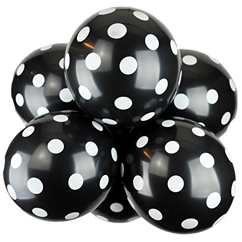 Happium 30,5 cm sortierte Latex-Luftballons gepunktet für Mädchen Jungen Geburtstagsdekorationen, 10 Stück (Schwarz) von Happium