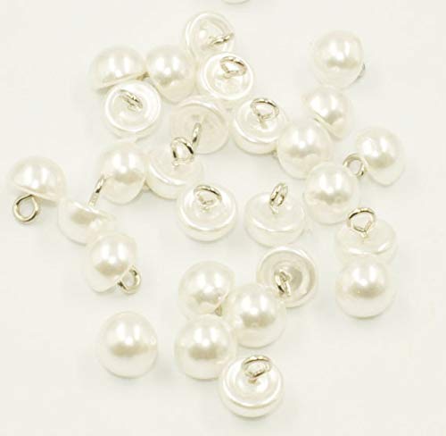 Happium 30 Stück 10 mm weiße Perlenknöpfe, Babyknöpfe für Strickjacken, halbrunde Strickknöpfe, dekorative Knöpfe für Hemdrock Happium 30 Stück 10 mm weiße Perlenknöpfe, Babyknöpfe für Strickjacken, halbrunde Strickknöpfe, dekorative Knöpfe für Hemdrock von Happium