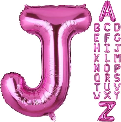 Happium 35,6 cm Großbuchstaben A-Z Buchstabe, Zahl 0-9 Folienballons benutzerdefinierte Ballon (Hot Pink, J) von Happium