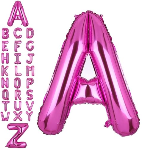 Happium 35,6 cm großes Alphabet A-Z Buchstabe, Zahl 0–9 Folienballons, benutzerdefinierter Ballon (Hot Pink, A) von Happium