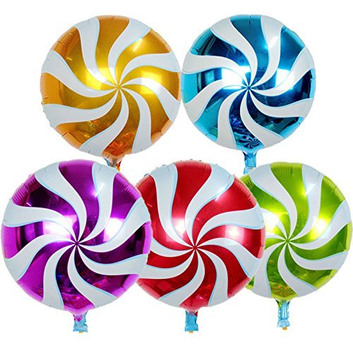Happium - 45,7 cm große, runde Süßigkeiten-Lollipop-Luftballons, 5 Stück, mehrfarbig von Happium