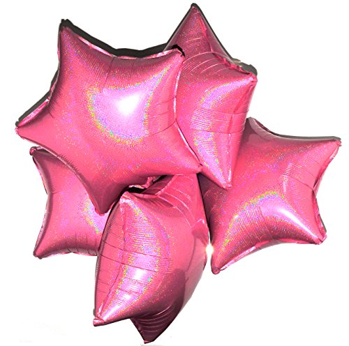 Happium - 45,7 cm holografische Stern-Folienballons, 5 Stück (rosa) von Happium