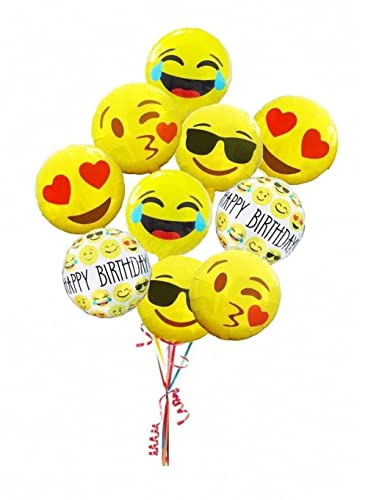 Happium 5 Stück Partyballons 18 Zoll Folie Heliumballons Ballon für Geburtstagsfeier Emoticons Heliumballon Hochzeitsdekoration von Happium