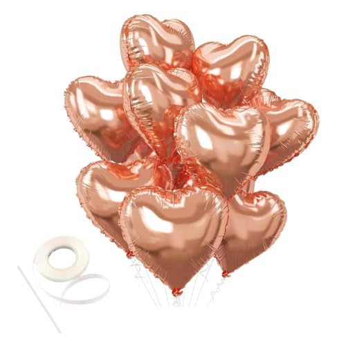 Happium 6 Stück 18 Zoll Herz Folienballon Helium Herzballons Hochzeit Herz Deko Rosegold Herzform Heliumballons Herzluftballons für Geburtstag, Geburtstag,Valentinstag, Hochzeit Party von Happium