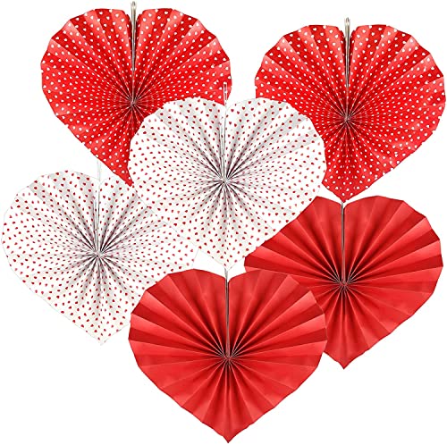Happium 6 Stück Papierfächer Valentinstag Dekorationen, rotes Herz Papierfächer Set, für Valentinstag Dekor Jahrestag Hochzeit Party Brautparty Fotohintergründe von Happium
