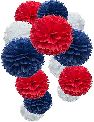 Happium 6 Stück Seidenpapier-Pompons, Papierblumenball für Geburtstagsfeier, Union Jack, Jubiläum, britische Flagge, König, Krönung, Bankfeiertag, Festival-Dekorationen – Blau, Rot und Weiß Happium 6 Stück Seidenpapier-Pompons, Papierblumenball für Geburtstagsfeier, Union Jack, Jubiläum, britische Flagge, König, Krönung, Bankfeiertag, Festival-Dekorationen – Blau, Rot und Weiß von Happium