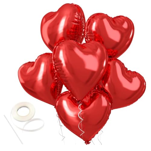 Happium Folie Herz Ballons Rot, 6 Stück Rote Herzform Ballons Valentinstag Ballons 18 Zoll rote Folienballons für Helium Valentinstagsdekorationen für Valentinstagsparty Happium Folie Herz Ballons Rot, 6 Stück Rote Herzform Ballons Valentinstag Ballons 18 Zoll rote Folienballons für Helium Valentinstagsdekorationen für Valentinstagsparty von Happium