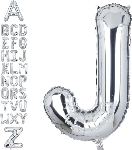 Happium Folien-Luftballons, Großbuchstabe, Buchstabe J, 35,6 cm, einzelner Mylar-Ballon, Geburtstagsparty, Dekoration, Versorgung, Babyparty, Buchstabe J von Happium