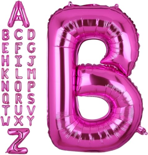 Happium Folien-Luftballons mit Großbuchstaben, 35,6 cm, Hot Pink, einzelner Mylar-Ballon, Geburtstagsparty, Dekoration, Versorgung, Babyparty, Buchstabe B von Happium