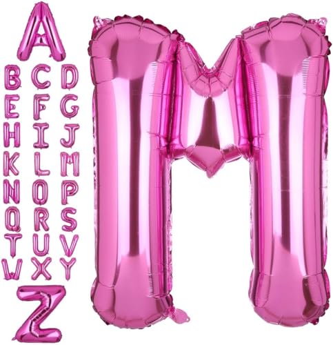Happium Folienballons, 35,6 cm, Großbuchstaben A-Z, Zahl 0–9, benutzerdefinierter Ballon (Hot Pink, M) von Happium