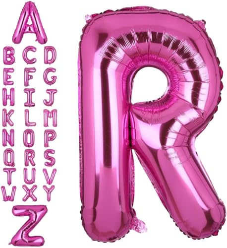 Happium Folienballons mit Buchstaben A-Z, 35,6 cm (14 Zoll), Zahl 0–9 (Hot Pink, R) von Happium