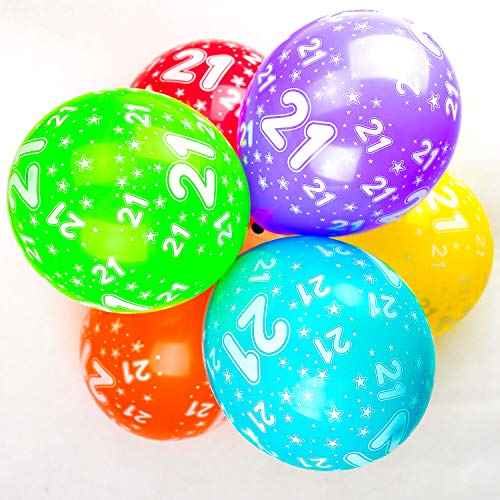 Happium - Geburtstagsballons gemischte Farben Party Dekoration 10 Stück (Alter 21) von Happium