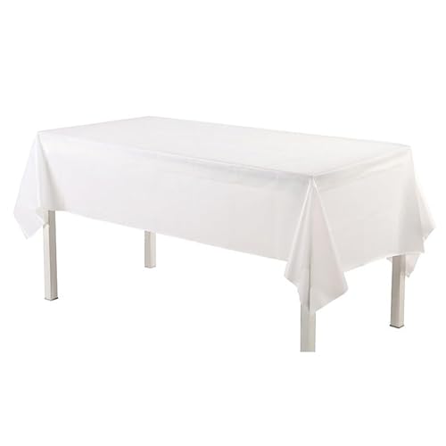 Happium Lange Weihnachtstischdecke Party 274 x 137 cm PEVA Einweg-Tischdecke für Partys, Kunststoff-Tischdecke, weiße Einweg-Tischdecke von Happium