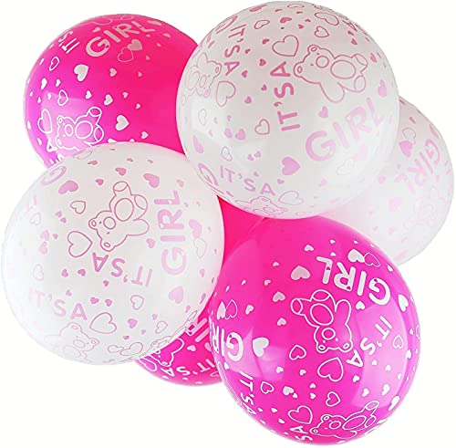 Happium Latex-Luftballons für Babyparty, Aufschrift It's a Girl, Rosa, 10 Stück von Happium