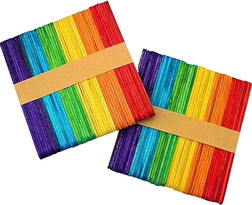 Happium Lollipop Sticks, 100 Stück Lolly Sticks für Handwerk Holz Popsicle Sticks Dicke Handwerk Sticks Eiscreme Sticks Bars Multicolor von Happium
