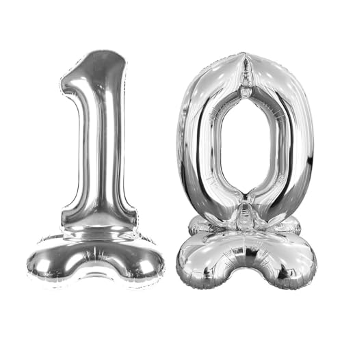Happium Luftballons, 50 Zoll, Big Air Stand-up Balloons 10, Silber Folienballons Geburtstag Silber Ballon Zahlen 1 und 0 Ballons für Geburtstagsfeier Dekorationen Feier Supplies Luft Nur Happium Luftballons, 50 Zoll, Big Air Stand-up Balloons 10, Silber Folienballons Geburtstag Silber Ballon Zahlen 1 und 0 Ballons für Geburtstagsfeier Dekorationen Feier Supplies Luft Nur von Happium
