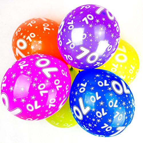 Happium - Luftballons Geburtstag bunt gemischt Party Deko 10 Stück (Alter 70) von Happium